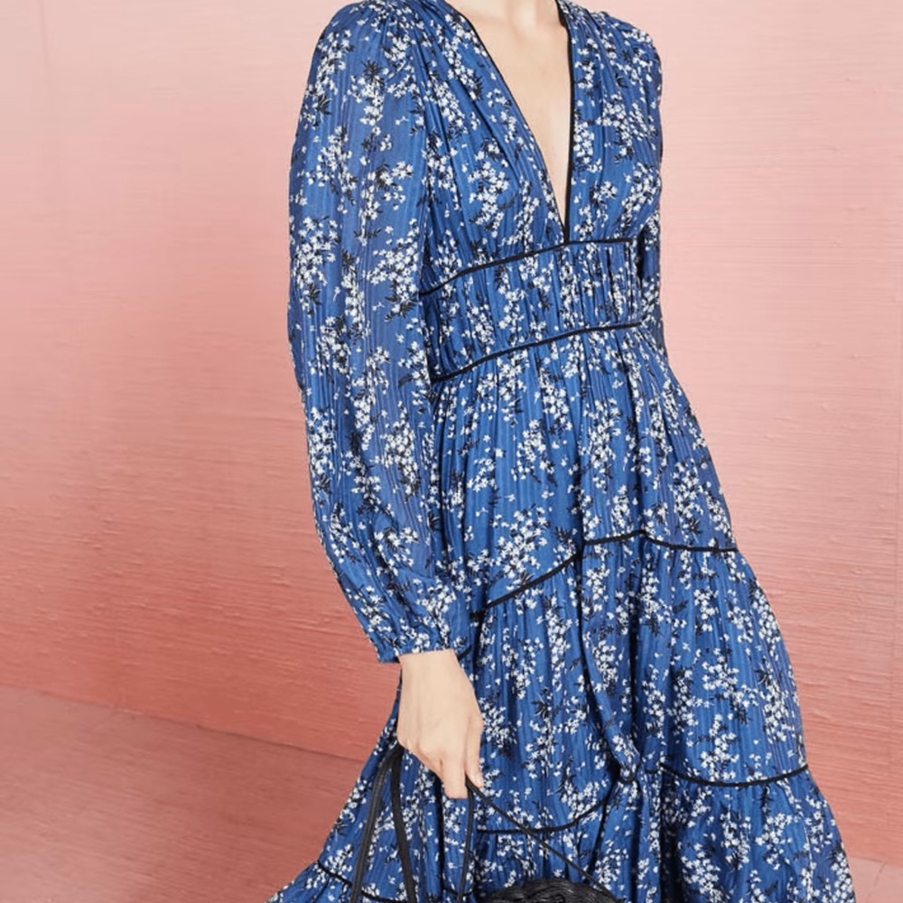 Ulla Johnson Jona  Midi Dress Sz S/4. Cornflower